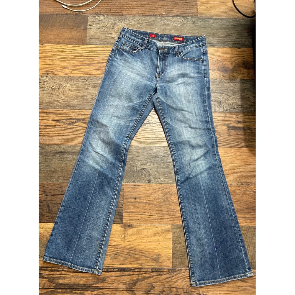 Express Mia Bootcut Jeans Medium Wash Denim Stretch Bootleg Womens Size 8R